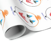 gefärbtes Papier aus dem Jahr 1922 "SMILING FACES" Geschenkpapier (Rolleneckpunkt)