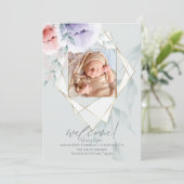 Gefasste Gold Foto Rahmen Korallen und Lilac Peony Einladung (Stehend Vorderseite)