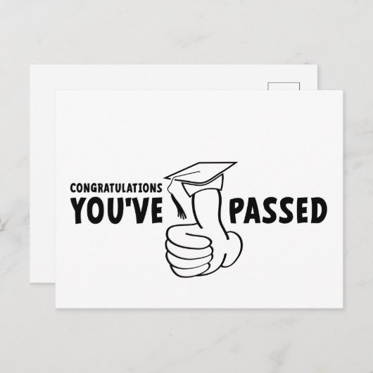 Gefeliciteerd, je bent geslaagd, diploma postkarte (Vorne/Hinten)