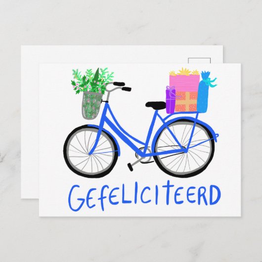 GEFELICITEERD Niedlich Blue Bicycle Custom Bday Postkarte (Vorne/Hinten)