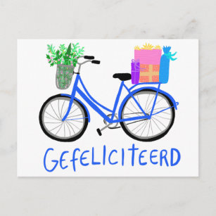 GEFELICITEERD Niedlich Blue Bicycle Custom Bday Postkarte