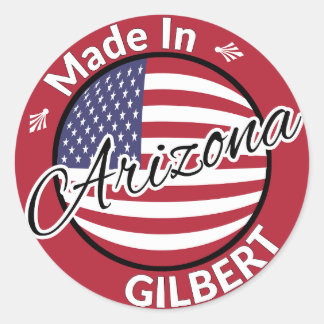 Gefertigt in Gilbert Arizona United Staaten Flag Runder Aufkleber