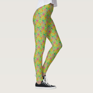 Gefertigtes florales Kettenhemd in Grün Leggings