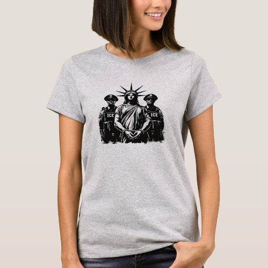 Gefesselte Freiheitsstatue - Schafft ICE ab T-Shirt (Vorderseite)