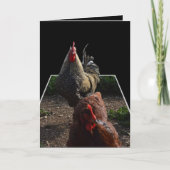 gefickter Fluffy Rooster mit Hen, Karte (Vorderseite)