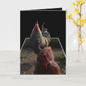 gefickter Fluffy Rooster mit Hen, Karte (Gelbe Blume)