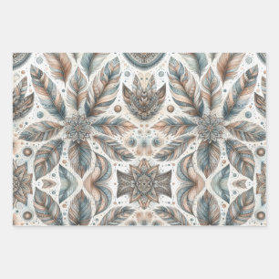 Gefiederte Blume Geschenkpapier Set