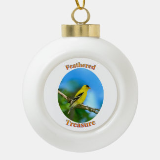 Gefiederter Schatz - Amerikanischer Goldfink-Schmu Keramik Kugel-Ornament