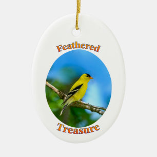 Gefiederter Schatz - Amerikanischer Goldfink-Schmu Keramik Ornament