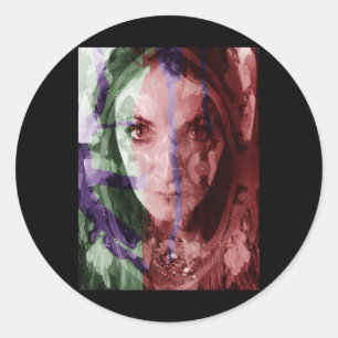 Gefilterte Fotografie Painterly Woman Portrait Sti Runder Aufkleber