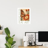 Gefilterter Monarch-Schmetterling Blumen-Volks-Kun Poster (Heimbüro)