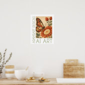 Gefilterter Monarch-Schmetterling Blumen-Volks-Kun Poster (Küche)