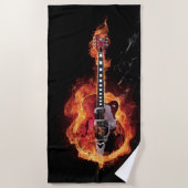Geflammte Gitarre Strandtuch (Vorderseite)