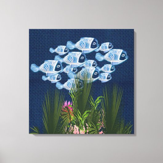 Geflechte Navy, Fische, rosa Korallen Leinwanddruck (Vorderseite)