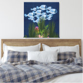 Geflechte Navy, Fische, rosa Korallen Leinwanddruck (Insitu (Schlafzimmer))