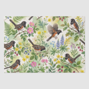 Gefleckter Fink Wildblume Aquarell Seidenpapier