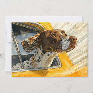 Gefleckter Hund auf Autoreise-Kunstprint Karte