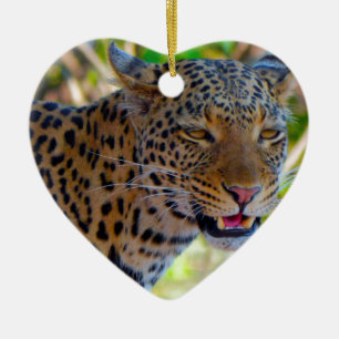 Gefleckter Leopard Keramik Ornament