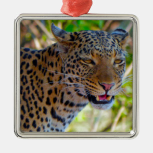 Gefleckter Leopard Silbernes Ornament