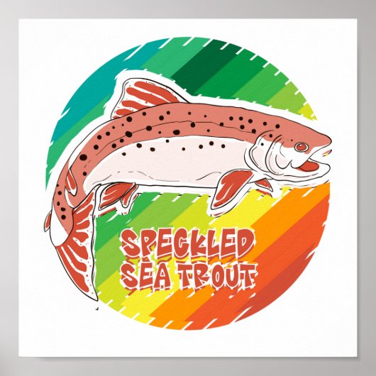 Gefleckter Meerforellen Retro-Anglergeschenk Poster (Vorne)