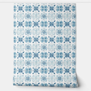 Gefleckter Ozean Bloom Petite - Aquamarin, weiß -  Tapete
