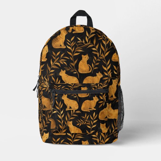 Geflecktes Golden Cat Pattern Bedruckter Rucksack (Vorderseite)