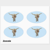 Geflecktes Longhorn-Rind Ovaler Aufkleber (Blatt)