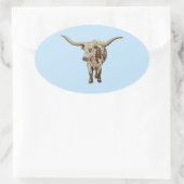 Geflecktes Longhorn-Rind Ovaler Aufkleber (Tasche)