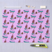 Geflecktes Muster Vintager Kuchendame in Kleidung Seidenpapier (Handwerk)