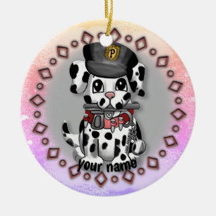 Geflecktes Polizei-Hund-Ornament Keramik Ornament