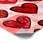 Geflecktes rotes Herzmuster Poster (Ecke)