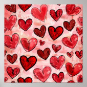 Geflecktes rotes Herzmuster Poster (Vorne)