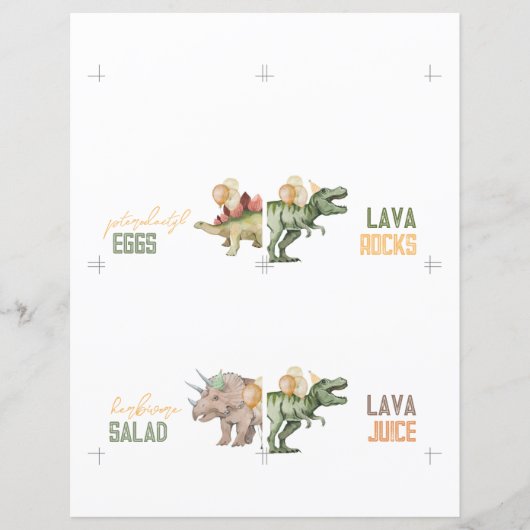 Geflochtene Dinosaurier Food Zelt Cards (Vorderseite)