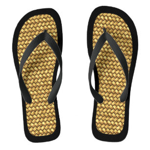 Geflochtene Flip Flops mit schwarzer Trim Badesandalen