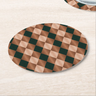 Geflochtene Harlequin-, Braunschwarz-PAPER-PARTY-U Runder Pappuntersetzer