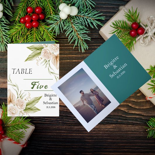 Geflochtene Pampas-Hochzeitstil-Tischnummer Einladung