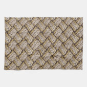 Geflochtene Stricktextur – Warmbeige (3) Geschirrtuch (Horizontal)