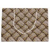 Geflochtene Stricktextur – Warmbeige (3) Große Geschenktüte (Vorderseite)