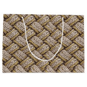 Geflochtene Stricktextur – Warmbeige (3) Große Geschenktüte (Rückseite)