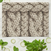 Geflochtene Stricktextur – Warmbeige (4) Geschirrtuch (Gefaltet)