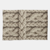 Geflochtene Stricktextur – Warmbeige (4) Geschirrtuch (Horizontal)