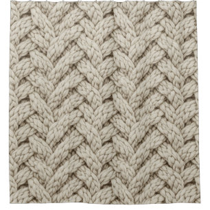 Geflochtene Stricktextur – Warmes Beige (2) Duschvorhang