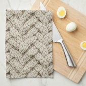Geflochtene Stricktextur – Warmes Beige (2) Geschirrtuch (Viertel Falte)