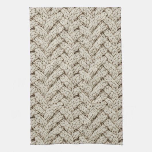 Geflochtene Stricktextur – Warmes Beige (2) Geschirrtuch (Vertikal)