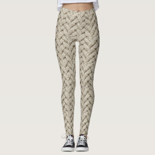 Geflochtene Stricktextur – Warmes Beige (2) Leggings
