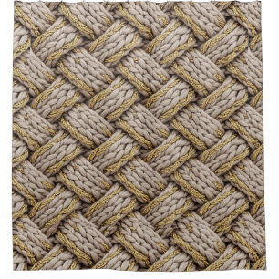 Geflochtene Stricktextur – Warmes Beige (3) Duschvorhang