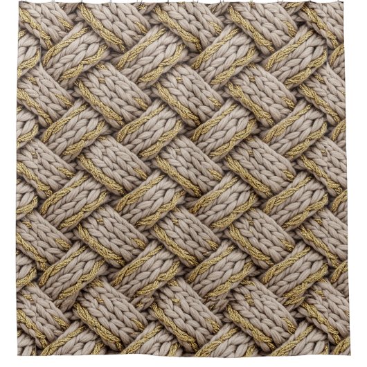 Geflochtene Stricktextur – Warmes Beige (3) Duschvorhang (Vorderseite)