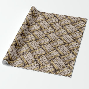 Geflochtene Stricktextur – Warmes Beige (3) Geschenkpapier
