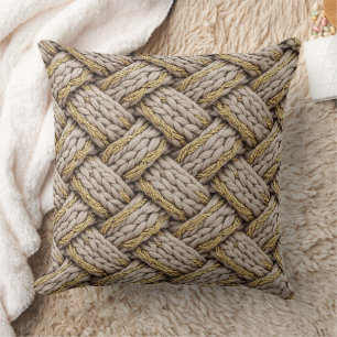 Geflochtene Stricktextur – Warmes Beige (3) Kissen
