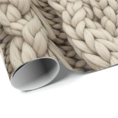 Geflochtene Stricktextur – Warmes Beige (4) Geschenkpapier (Rolleneckpunkt)